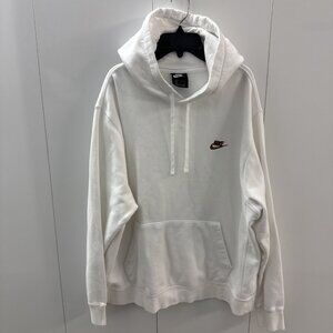 Nike Sportswear Club Pullover Hoodie Size XL White With Gold Logo BV2654-100